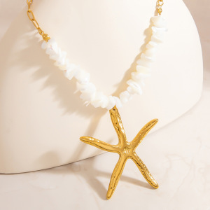 Collier Étanche En Acier Inoxydable Doré - Étoile De Mer - Collection Creative Ocean Series h5 Image4