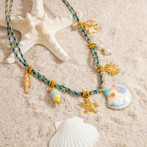 Colliers Pendentifs En Acier Inoxydable Couleur Or, Étanches, De La Série Vacances, En Forme De Coquillage h5 Image5