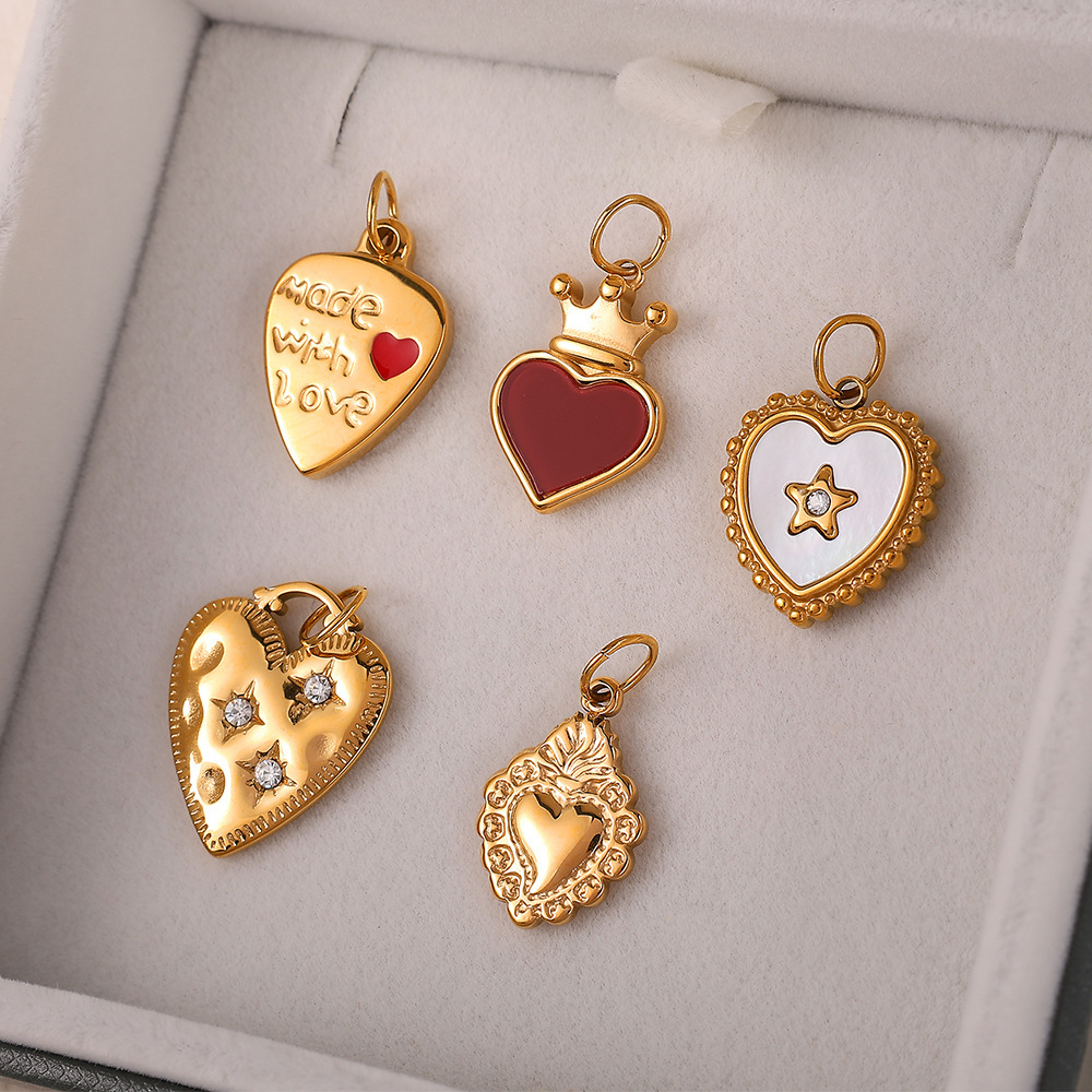 Pendentifs Daily Heart En Acier Inoxydable Étanche Couleur Or Image2