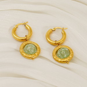 Boucles D'Oreilles Pendantes En Acier Inoxydable Étanche Couleur Or h5 Image6