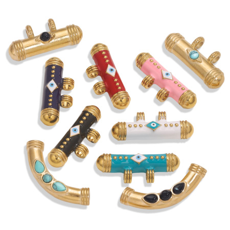 Pendentif cylindrique personnalisable en acier inoxydable étanche avec pierre naturelle pour femme (1 pièce)