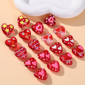 Perles De Verre En Forme De Cœur Rouge Élégant Et Doux Pour Bijoux À Faire Soi-Même h5 Image4