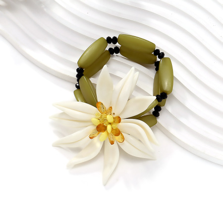 Bracelet élégant en résine et cristal pour femme, série romantique, 1 pièce 2