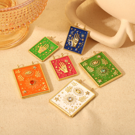 Pendentifs en acier inoxydable étanches couleur or avec motif œil