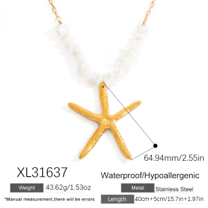 Collier Étanche En Acier Inoxydable Doré - Étoile De Mer - Collection Creative Ocean Series h5 Image2