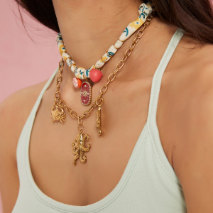 Colliers Pendentifs Pour Femmes, Série Organismes Marins, En Acier Inoxydable Étanche, Couleur Or h5 Image5