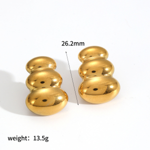Boucles D'Oreilles À Clous Patchwork En Acier Inoxydable Imperméable Couleur Or h5 