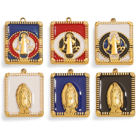 Pendentif femme en acier inoxydable doré, motif Madonna, étanche (1 pièce)