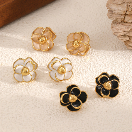 Boucles d'oreilles élégantes à fleurs en acier inoxydable imperméables