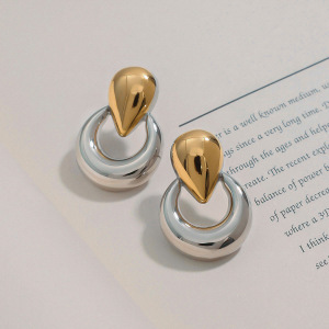Boucles D'Oreilles Puces Pour Femmes, En Acier Inoxydable, Étanches, Couleur Or, Modèle Goutte Simple h5 Image3