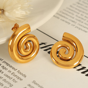 Ensemble De Boucles D'Oreilles Vortex En Acier Inoxydable Couleur Or h5 Image2