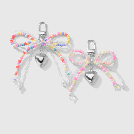 Breloques de sac en forme de nœud papillon avec perles colorées 2