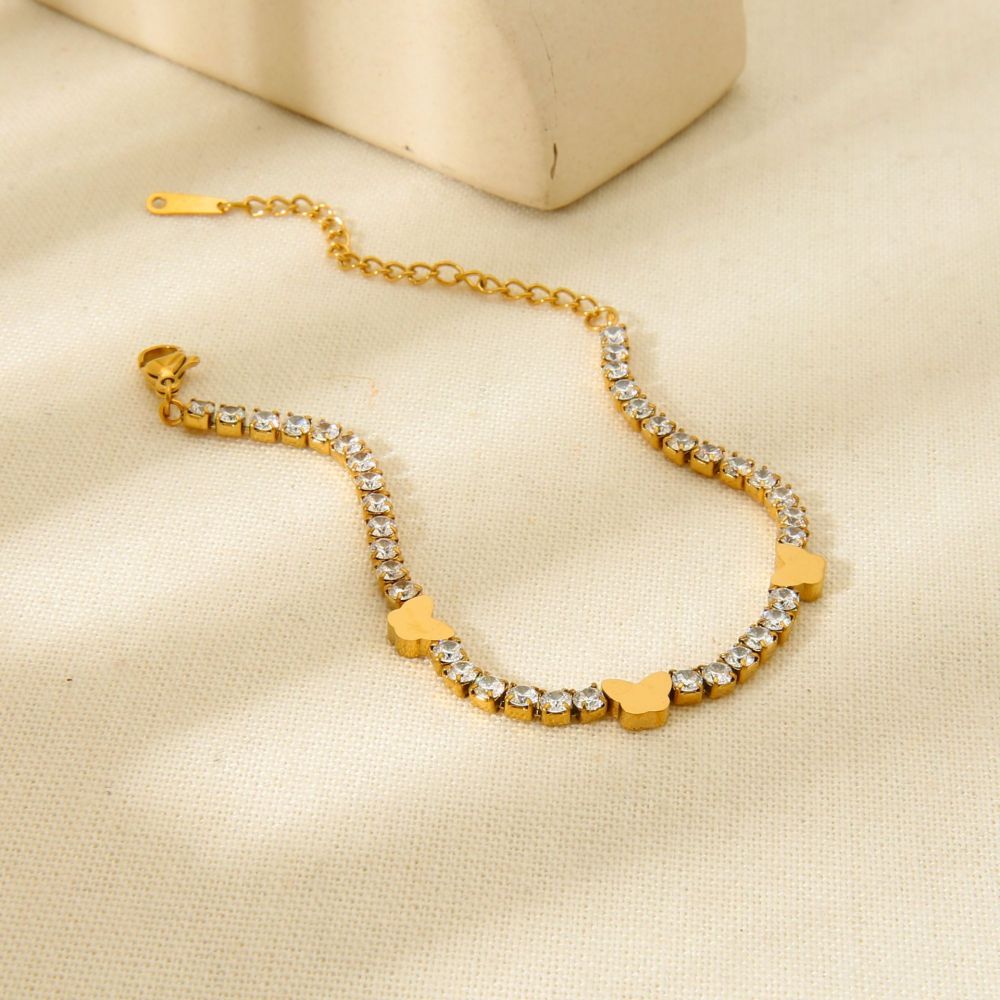 Bracelet Femme En Acier Inoxydable Étanche, Orné D'Une Pierre Précieuse Orientée Et D'Un Design Luxueux Et Léger. Image4