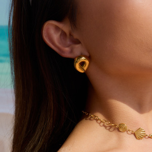 1 Paire De Boucles D'Oreilles Puces Simples En Acier Inoxydable Étanche Couleur Or Pour Femme h5 Image3