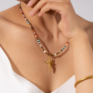 Colliers Pendentifs Tortue De Vacances En Acier Inoxydable Couleur Or Pierre Naturelle Pour Femmes h5 Image5