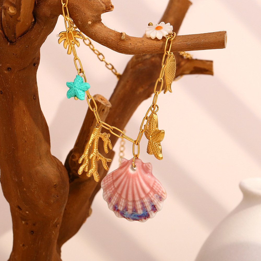 Collier Avec Pendentif Tortue De Vacances En Acier Inoxydable Doré Pour Femme, Série Simple, 1 Pièce Image4