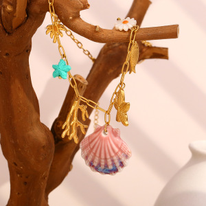 Collier Avec Pendentif Tortue De Vacances En Acier Inoxydable Doré Pour Femme, Série Simple, 1 Pièce h5 Image4