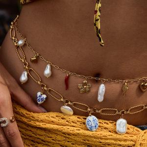 Chaînes De Taille En Acier Inoxydable Doré Avec Perles En Forme De Cœur Ins Style h5 Image3