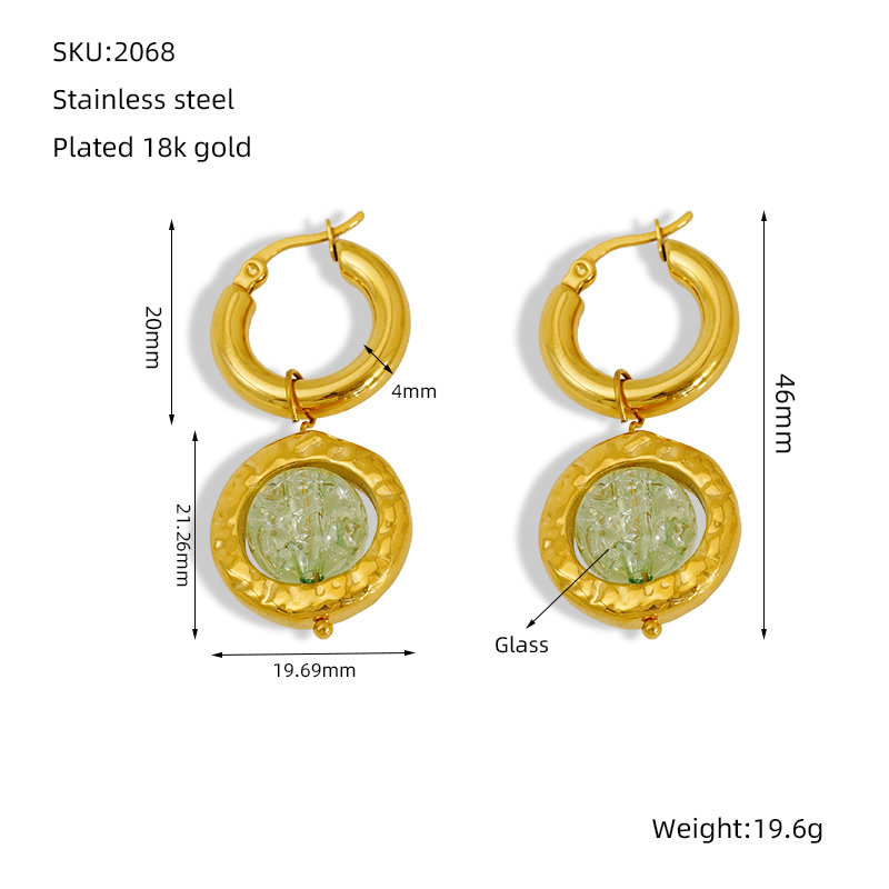 Boucles D'Oreilles Pendantes En Acier Inoxydable Étanche Couleur Or Image2