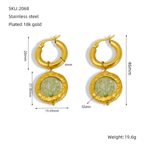 Boucles D'Oreilles Pendantes En Acier Inoxydable Étanche Couleur Or h5 Image2