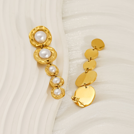 Boucles d'oreilles pendantes en acier inoxydable étanche couleur or 2