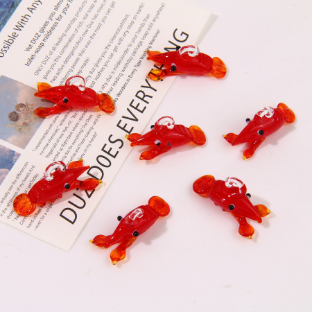 1 pièce de perles de verre en forme de homard de vacances pour bijoux à faire soi-même