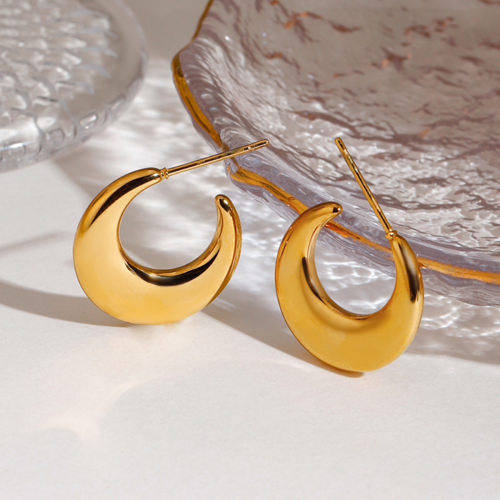 Boucles D'Oreilles Pendantes Moon En Acier Inoxydable Étanche, Couleur Or, Pour Femmes Image5