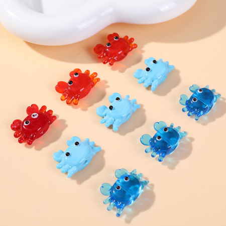 Perles de verre colorées en forme de crabe océanique pour bijoux à faire soi-même 2