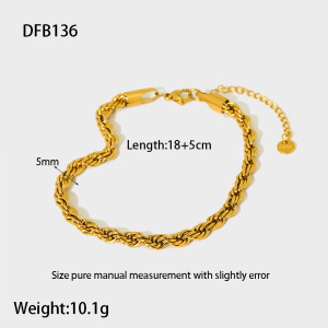 Bracelet Simple Et Étanche Pour Femme, En Acier Inoxydable Doré, Orné De 100 Pièces. h5 