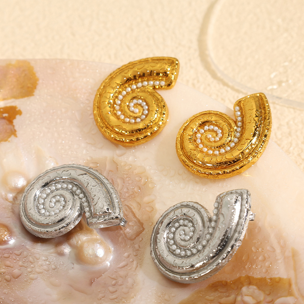 1 Paire De Boucles D'Oreilles À Tige En Acier Inoxydable Couleur Or Image3