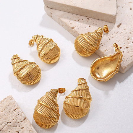 Boucles D'Oreilles Pendantes En Acier Inoxydable Couleur Or