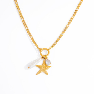 Collier Pendentif Femme 1 Pièce, Collection Vacances, Motif Océanique, En Acier Inoxydable Étanche, Couleur Or h5 Image6