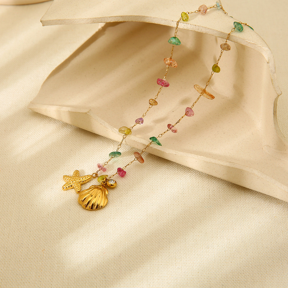 Colliers Pour Femmes Avec Pendentif Étoile De Mer Et Coquillage De La Série Ocean Image4