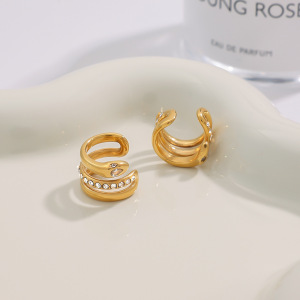 Boucles D'Oreilles Serpent En Acier Inoxydable Étanche Couleur Or h5 Image4