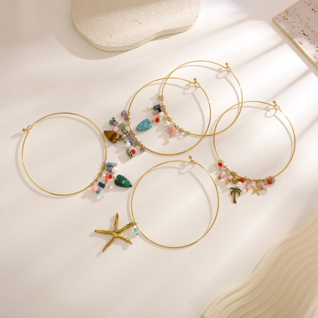 Collier ras du cou pour femme, en acier inoxydable imperméable couleur or, motif océanique
