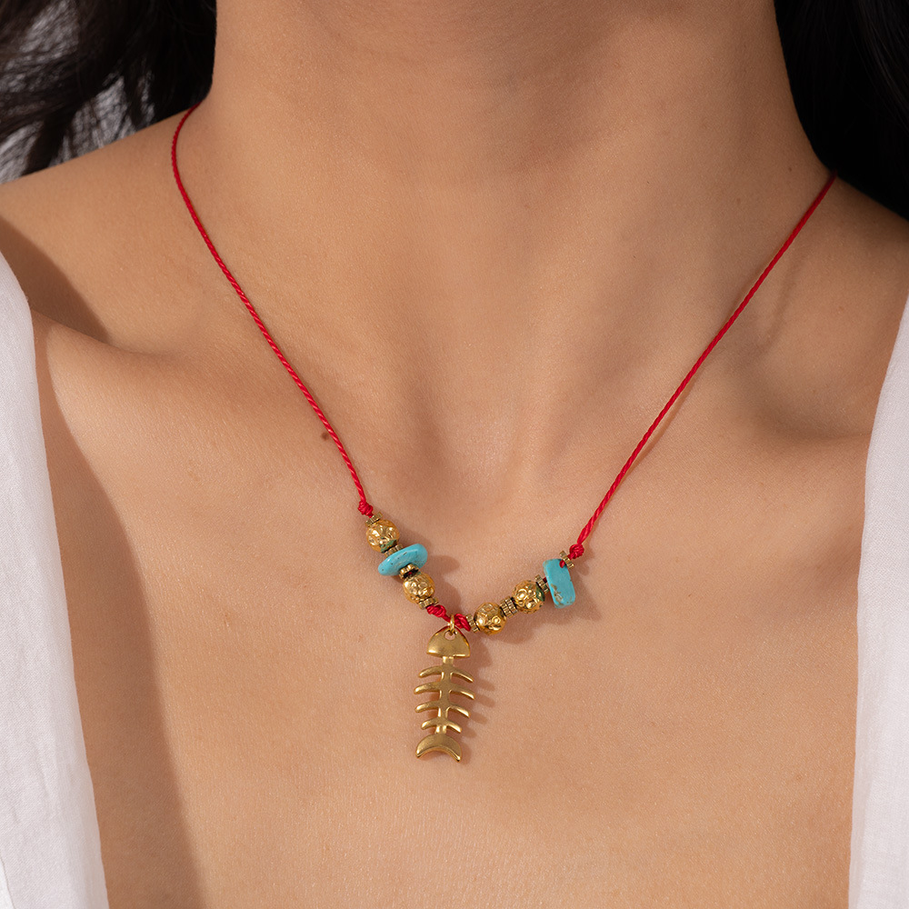 Collier Pendentif Femme En Acier Inoxydable, Couleur Or, Représentant Un Organisme Marin (1 Pièce) Image5