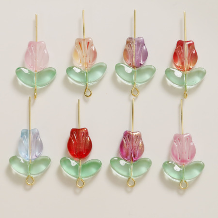 Perles De Verre Tulipe Naturelles Exquises Pour Bijoux À Faire Soi-Même