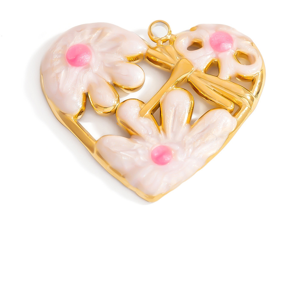 Pendentifs Pour Femmes En Acier Inoxydable Doré, Finition Fleur, Huilée À L'Huile, Étanches h5Image4