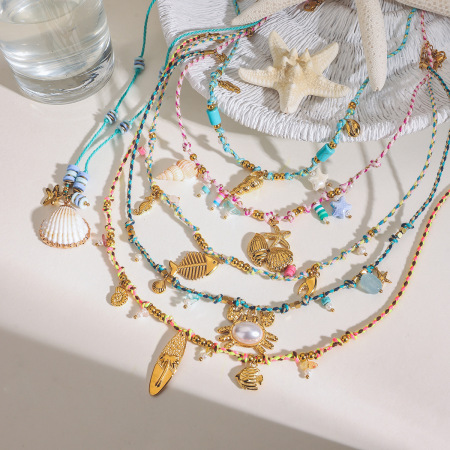Collier pendentif tortue de vacances en acier inoxydable étanche couleur or, 1 pièce, collection Simple Series