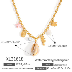 Colliers Pendentifs Oceanic En Acier Inoxydable Étanche Couleur Or h5 Image2