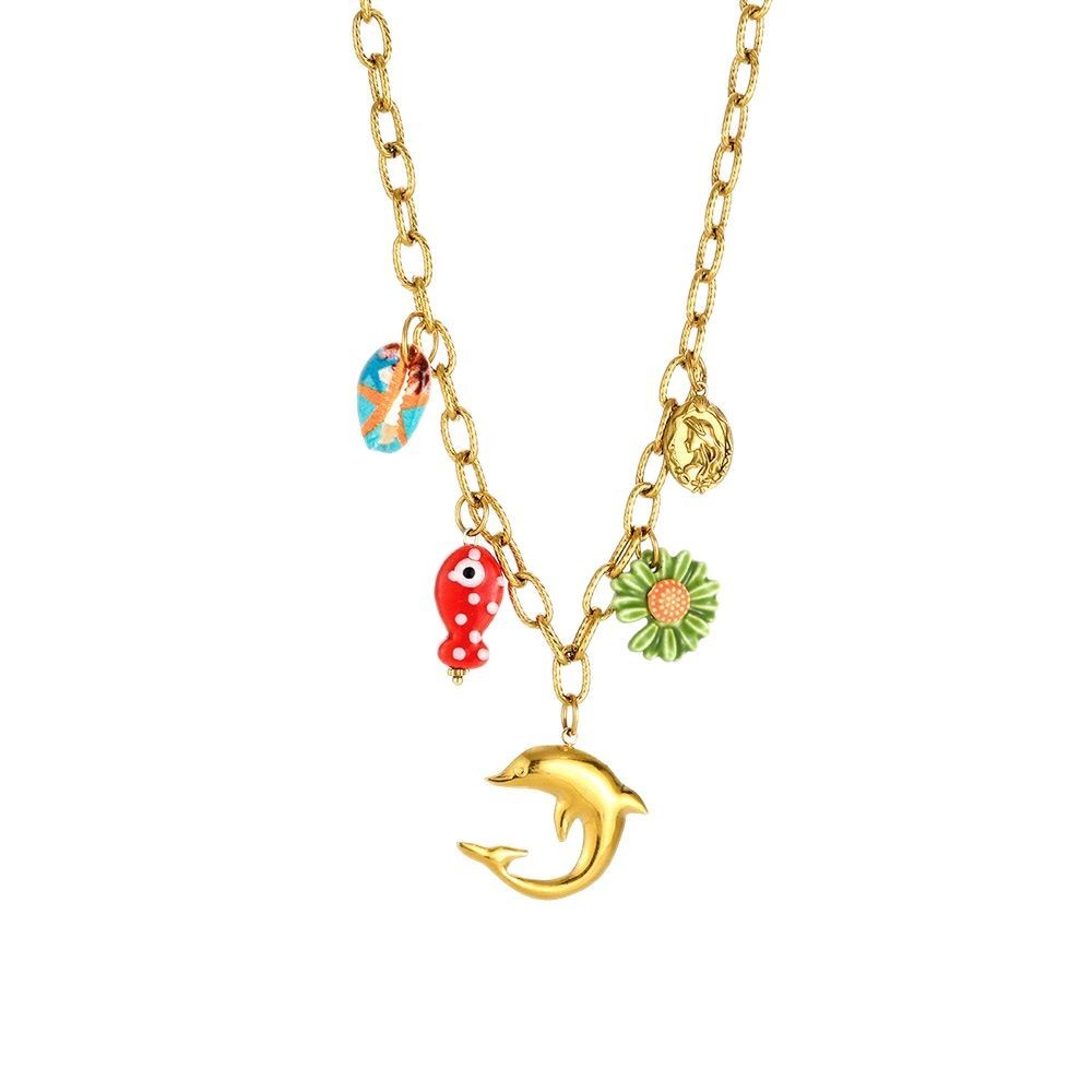 Colliers Pendentifs Sophistiqués Pour Femmes, En Acier Inoxydable Étanche, Couleur Or, Motif Arête De Poisson, Parfaits Pour Les Vacances h5Image6