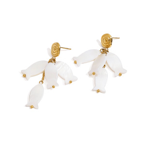 Boucles D'Oreilles Pendant Les Vacances, En Forme De Poisson, En Acier Inoxydable Imperméable, Perles h5 Image4