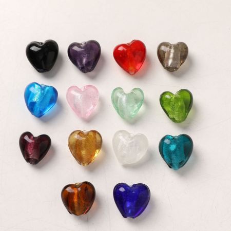 1 pièce de perles élégantes en verre en forme de cœur pour bijoux à faire soi-même 2
