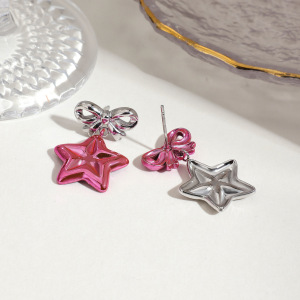 Boucles D'Oreilles Pendantes En Acier Inoxydable Imperméables, Style Tendance Et Élégant, En Forme D'Étoile h5 Image3