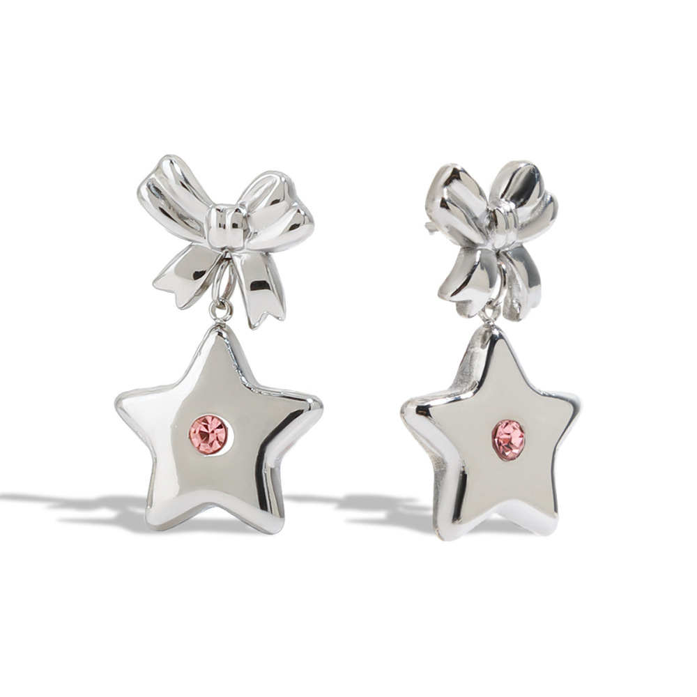 Boucles D'Oreilles Pendantes En Acier Inoxydable Imperméables, Style Tendance Et Élégant, En Forme D'Étoile 