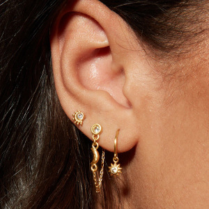 Boucles D'Oreilles Pendantes Daily Sun & Moon En Acier Inoxydable Couleur Or h5 Image4