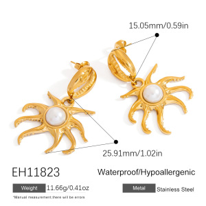 Boucles D'Oreilles Pendantes Pieuvre En Acier Inoxydable Étanche Couleur Or h5 Image2