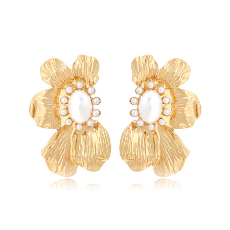 1 Paire De Boucles D'Oreilles À Tige Pour Femme, Série Simple, Style Rétro, En Alliage De Perles Artificielles