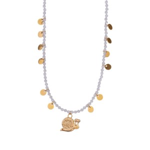 Colliers De Perles Pour Femmes, En Acier Inoxydable, Couleur Or, Imperméables, Avec Motif Poisson Glamour Et Pierres Naturelles h5 Image6