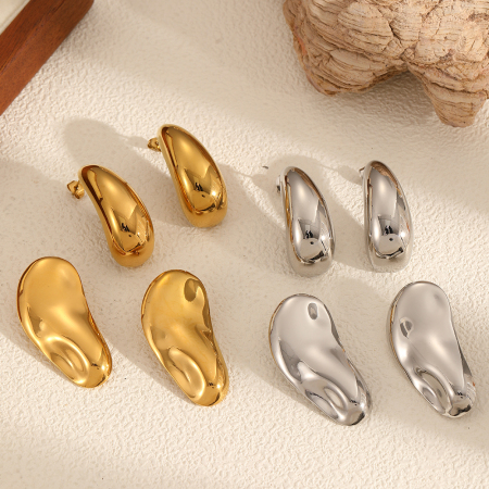 Boucles d'oreilles puces minimalistes en forme de goutte, en acier inoxydable étanche, couleur or, pour femmes 2